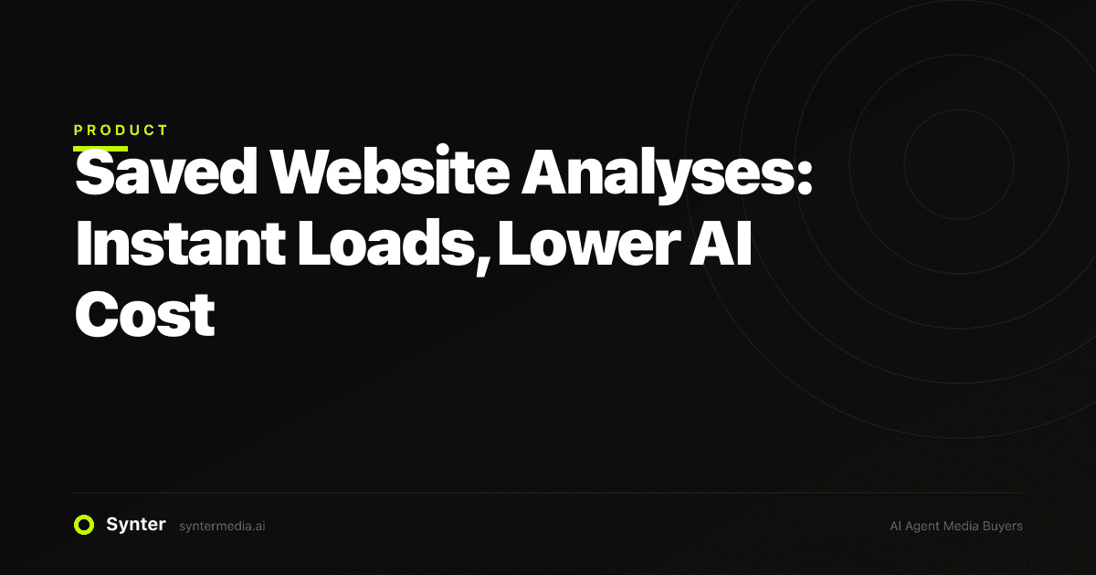 Saved Website Analyses: Instant Loads, Lower AI Cost